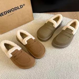 [메르나뛰] 자체제작 러블리 따뜻한 양털 기모 방한 통굽 여성 로퍼 단화 ME9018