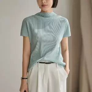 (뮬랑) M. 셀로나 플리츠 하프넥티 (5col)[티셔츠E0115P04]