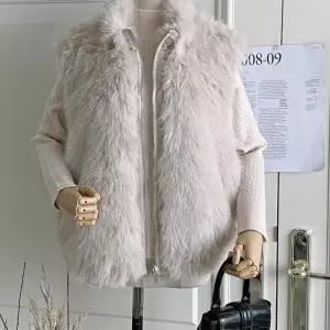 여성 털 조끼 하이넥 집업 베스트 러버서블 (41928359)