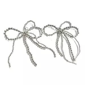 실버 은색 진주 리본 신발끈 슈즈참 슈참 악세사리 신발꾸미기 커스텀 운동화끈