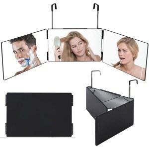 뒷모습 뒷머리 흰머리 후면 셀프이발 조명이없는검정색백미러 미러 염색 이발 스타일링빗 뽑기 벽걸이