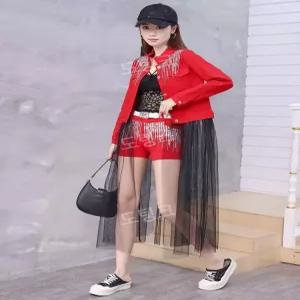 장구 무대의상 자켓 쉬폰 장식 반짝이 태슬 아랑고고장구 난타복 트로트