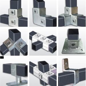 40x40mm 사각 튜브 연결 조각 아연 도금 팔꿈치 3방향 파이프 고정 조인트 스토리지 랙