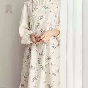 데이지 꽃무늬 원피스형 앞치마 린넨 주방 요리 작업복 카페 베이커리 홈베이킹