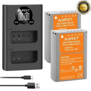 7.6V 2200mAh BLN-1 카메라 배터리 + 올림푸스 OM-D E-M1 펜 F 용 듀얼 USB 충전기
