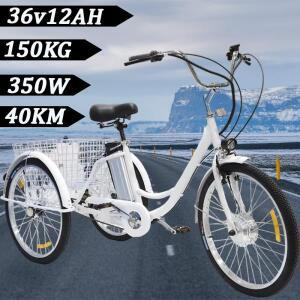 전기 삼륜차 탈착식 리튬 배터리, 24 인치 타이어, 자전거 후면 바구니, 화물, 레저, 3 륜, 350W 모터, 36V