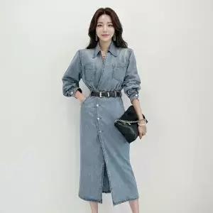 금찌 뮤즈 랩 데님 원피스 ST8142D