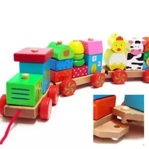 원목기차놀이 집중력 향상 원목 블록 기차 놀이 장난감 유치원 교구