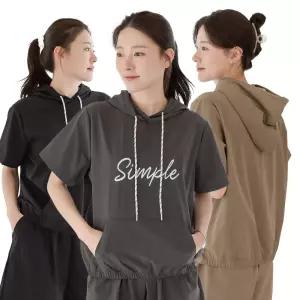 이브바바 여성 여름 기능성 쿨링 라이트 반팔 후드 티셔츠