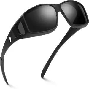 운전용 ZJL 야간 투시 안경 - 남성용 위에 랩 어라운드 핏 안티 글레어 편광 HD 옐로우 렌즈