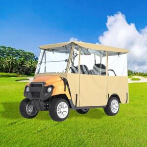 SANTIANO 전천후 투명 PVC 야마하 호환 43.3인치) 골프 카트용 시트 X 및 900D 200.7CM 커버, 너비 튼튼한 방수, 방진 커버 109.9CM(78.7 162.2CM 2+2/4 카트 (길이 방풍, 높이 4인승 옥스포드 62.2 EZGO,