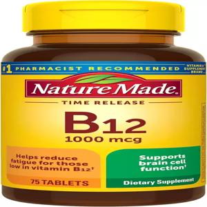 네이처 메이드 비타민 B12 1000 mcg 에너지 대사 지원을 위한 식이 보충제 75회 출시 정제 75일 공급