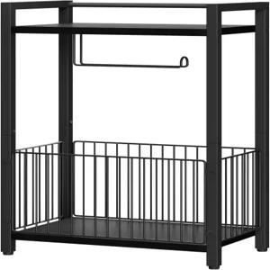 수납 선반이 있는 독립형 화장지 홀더 스탠드 롤 잡지 물티슈 블랙 TLJ020B를 위한 여분의 공간이 욕실