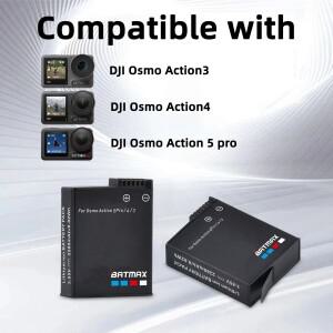 Batmax 배터리 + DJI 오즈모 액션 5 Pro 4/3 카메라 액세서리용 USB-C 충전기