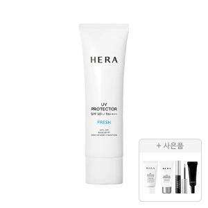 헤라 UV 프로텍터 프레쉬 SPF50+PA4+ 50ml, 1개+증정(멀티디펜스SPF50+PA4+ 15ml+익스트림포스 레포츠 SPF50 15ml+클리어 브로우 젤 3g+립 세럼 01 인텐스 2g 각 1개 (총 4개)