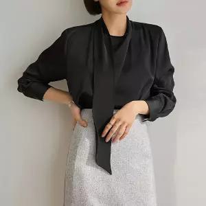 (뮬랑) 르델 새틴 스카프 블라우스 (3col)[셔츠ED843]