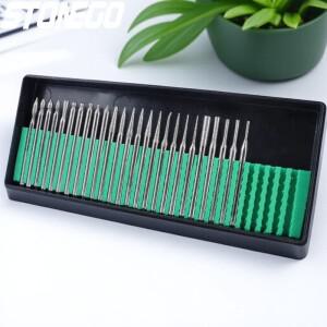 30개 다이아몬드 연마 비트 세트 3mm 샹크 니들 포인트 유리  옥 도구 조각