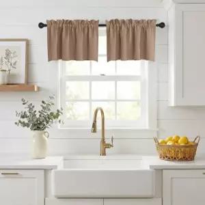 NICETOWN 주방 밸런스 커튼 길이 18인치 + 1.6인치 헤더 조절식 소형 창문 캐비닛 찬장용 카페 로드 포켓