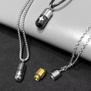 프리미엄 약통 목걸이 키링 스틸 티타늄 비상약 블랙