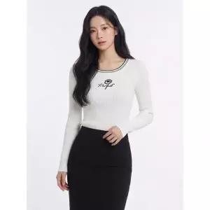 에고이스트 [주말특가] 플라워 자카드 골지 니트 아이보리 EP1KL160 690499