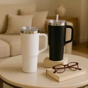 304 스텐 텀블러 1.18L 차량용 손잡이형 빨대포함 냉온겸용 인쇄 7컬러