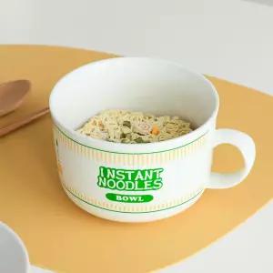 뚜껑 포함 컵라면용기 세라믹 라면기 3color 손잡이 그릇 전자 라면 도자기 렌지 뚜껑