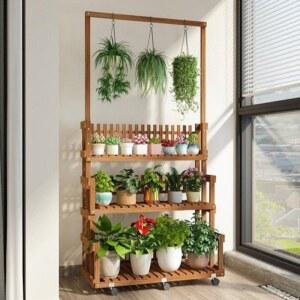 행잉 화분진열대 받침대 바퀴달린 조립식 진열대 꽃다발거치대 스피드랙 선반 원예