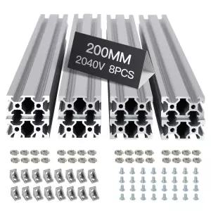 8pcs 200mm 2040 V-슬롯 압출 알루미늄 프로파일 3D 프린터 프레임용 양극 산화 선형 레일 CNC 기계 DIY