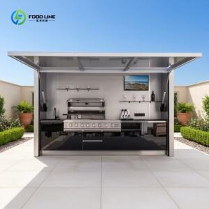맞춤형 야외 주방 스테인리스 스틸 조리대 싱크대 그릴 및 가정용 캐비닛 포함 뒷정원 파티용