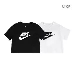 나이키 NSW 에센셜 크롭 반팔 티셔츠 블랙/화이트