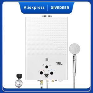 DIVEDEER 배터리 구동형 밸런스 타입 즉시 가열식 가스 온수기 16L/18L/20L  환기 액체 프로판 가정용 욕실
