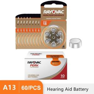 보청기 배터리 60PCS / 10 카드 RAYOVAC PEAK 1.45V 13A A13 PR48 BTE CIC RIC OE 용 아연 공기