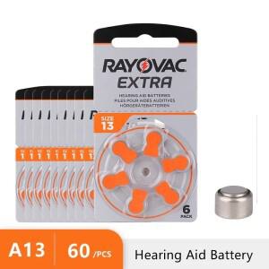 보청기 배터리 60PCS RAYOVAC EXTRA A13 13A PR48 BTE OE 용 아연 공기