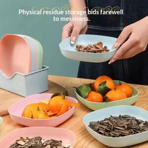 10개 세트 재사용 가능 과일 및 디저트 접시 - 뼈와 사탕을 담을 수 있는 내장형 베이스가 세척 다기능 스