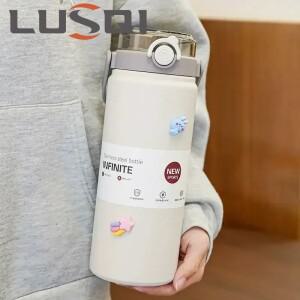 LUSQI 대용량 316 스테인레스 스틸 보온병 손잡이와 빨대 야외용 물병 1000 ml 1200ml