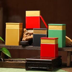 사각형 양철 차 틴 케이스 밀폐형 단색 금속 미니 소형 휴대용 가정용 소형 포장 상자