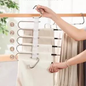 ( )논슬립 바지 치마 걸이 옷장 바지수납 5단 접이식_24798917