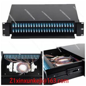 19인치 2U 96코어 서랍형 랙 마운트 광섬유 패치 패널 (48개 LCD 듀플렉스 어댑터 포함)