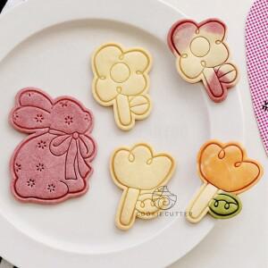 노르딕 스타일 시골풍 꽃 토끼 비스킷 몰드 부활절 테마 모양 애완동물 간식 도구 보조식품