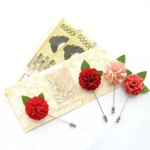 어버이날선물 와플딥레드 카네이션 부토니에 브로치 + 용돈봉투 카드 세트