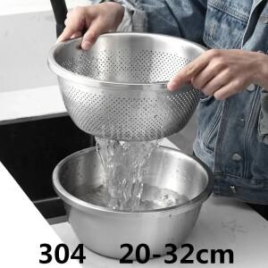 304 스테인리스 스틸 배수 바구니 야채 쌀 세척 세면대 누수 체 참깨 필터 그물 과일 구멍 그릇
