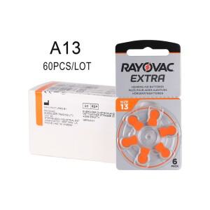 60개 Rayovac 추가 보청기 배터리 A13 13A PR48 아연 공기