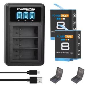 고프로 히어로 5 6 7 8 블랙 카메라용 교체 배터리 LED 라이트 충전기 수납함 1680mAh 3 슬롯