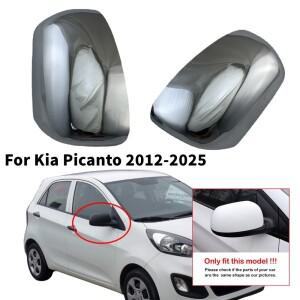 Kia Picanto 2012-2025 ABS 크롬 자동차 백미러 사이드 문 윙 커버 캡 외부  라이트 접착 액세서리 없음