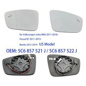 폭스바겐 제타 MK6 2011-2018/파사트 B7 2011-2015/비틀 2012-2019 미국형 차량 사이드 미러 열선 사각지대