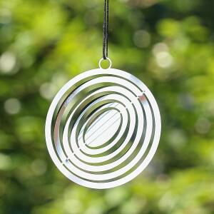 8.5cm 라운드 바람 회 전자 스테인레스 스틸 거울 반사 마법의 3D 시각적 스트리밍 효과 파티오 정원 걸이