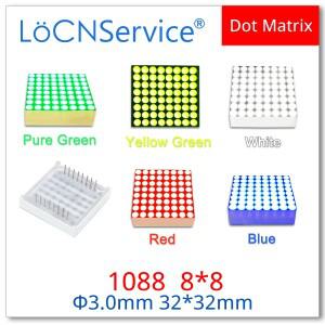 LoCNService 도트 매트릭스 LED 디스플레이 순수 녹색 적색 청색 백색 1088 8x8 3mm 32x32mm 50개