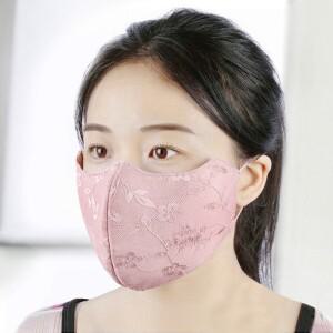 두꺼운 레이스 겨울 마스크 여성용  면 방진 보온 보호 눈꼬리 야외용