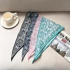 여성 페이즐리 트윌리 스카프 롱 헤어 가방 포인트 스카프