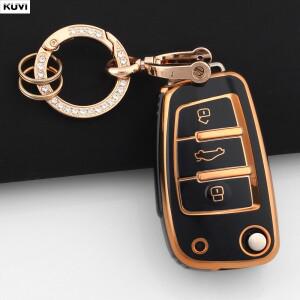 아우디 호환 A1 A3 A6 Q2 Q3 Q7 TTS R8 S6 RS3용 패션 TPU 자동차 플립 키 케이스 커버 보호 키체인 홀더